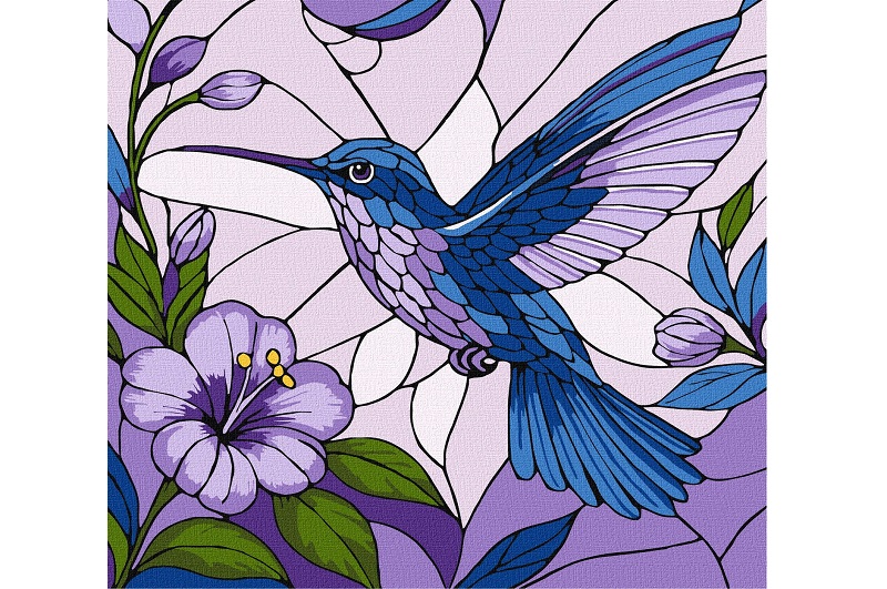 Набір для розпису по номерах Вітраж. Колібрі" 30х30см KHO6790"