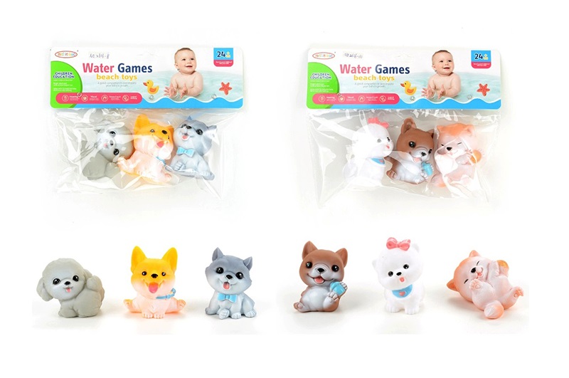 Іграшка для купання TG2616-8-10 (120шт) собака, 7,5см, набір 3шт, 2 види, у пакеті, 23,5-18-5см