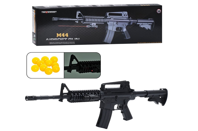 Автомат M44 (9шт) 73см, пластикові кулі, лазер, бат(табл), в кор-ці, 76,5-23,5-7,5см