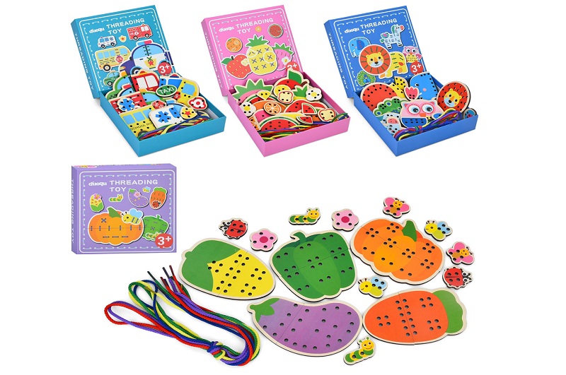 Дерев'яна іграшка Шнурівка MD 1985 (24шт) мікс видів, в кор-ці, 20-20-4,5см