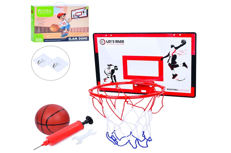 Баскетбольне кільце MR 1143 (12шт) щит пластик 39,5-26см, кільце метал 25см, сітка, м'яч, насос, в к