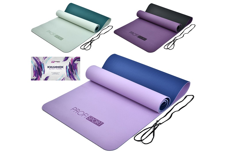 Йогамат MS 0613-MIX-2 (12шт) для йоги/фітнесу, TPE, 183-61см, 6мм, двокольоровий, Мікс MS 0613-26 мі