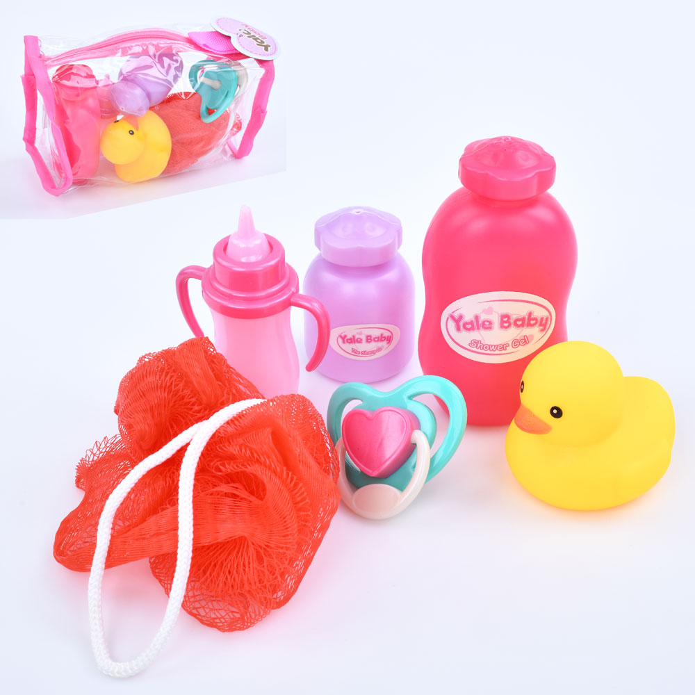 Аксесуари для ляльки YL205J (72шт)соска, пляшка, флакони, мочалка, каченя, у пакеті, 14-9-6см