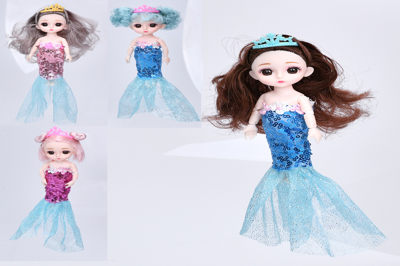 Лялька 00115 (120шт) 14см, русалка, шарнірна, 4 види, у пакеті, 14,5-20-4см