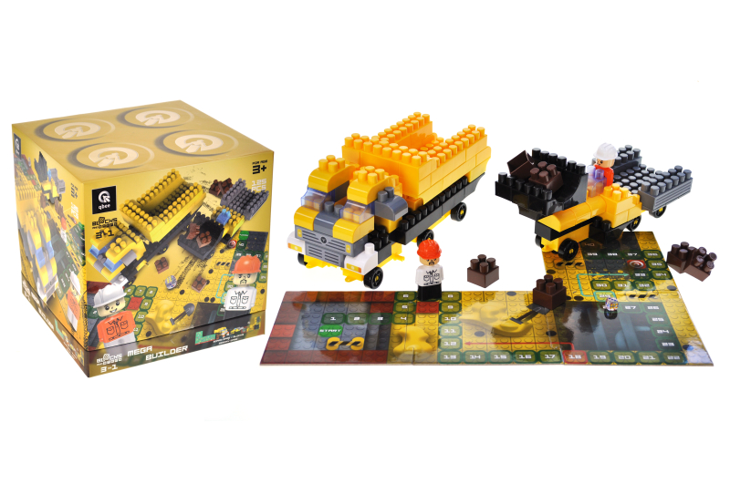 Конструктор блочний QB300-204 Block&amp;Steps: Мегабудівельник" + ходилка і меморі гра 3в1, 125дет. qbe"