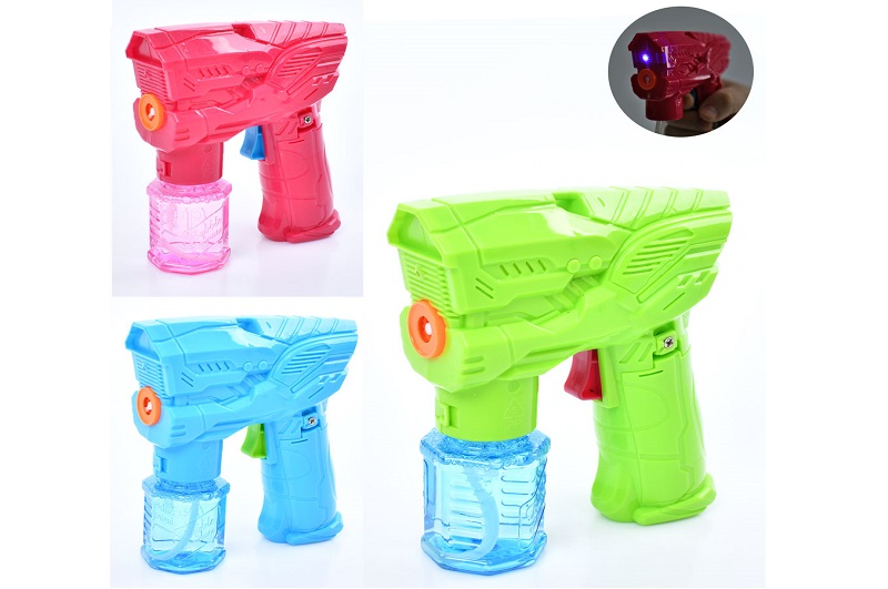 Мильні бульбашки JHD2203-1A (72шт) пістолет 12см, світло, запаска, 3 кольори, на бат-ці, у пакеті, 1