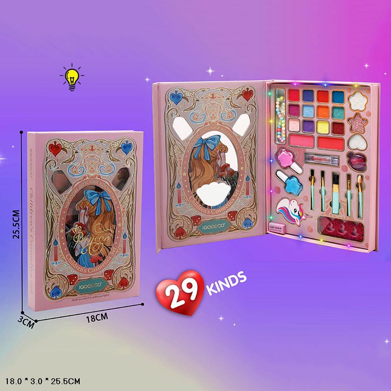 Косметика арт. UKR2401   батар. палетка, лак, помада, тіні, світло, аксес у короб. 18*3*25см