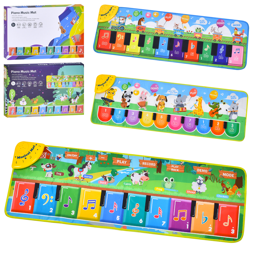 Килимок 638-2-3-5 (24шт) музичний, 110-36см, піаніно, музика, звук(англ), запис, 3 режими, регулятор