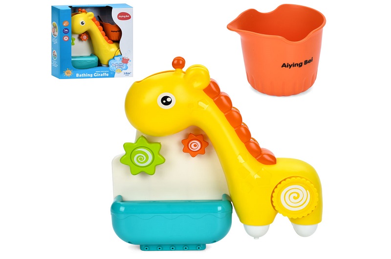 Гра для купання E96-03 (48шт) жираф, водоспад, 22,5-22см, присоски, ємність, в кор-ці, 23,5-24-7см