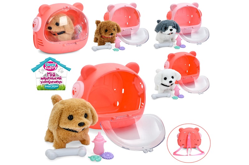 Тварина в переносці 688-122A (30шт) собака, 16см, ходить, звук, рухливий хвіст, плюш, аксесуари, 4 в