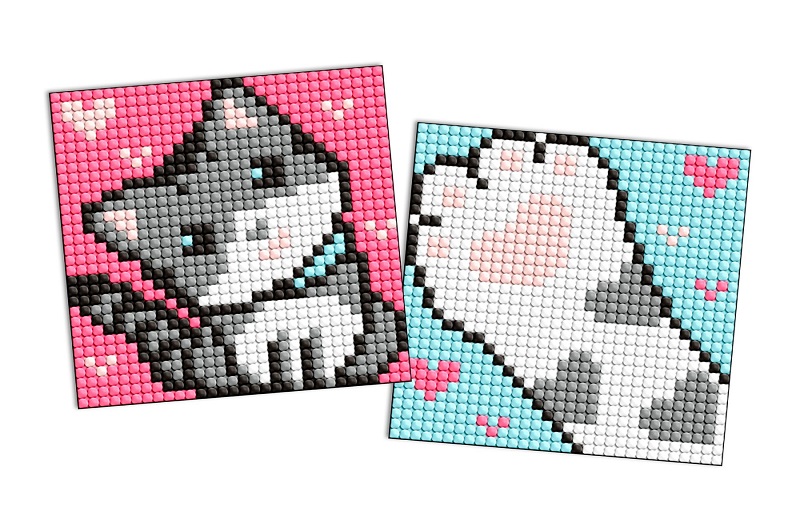 Набір з алмазною мозаїкою на магнітній основі для дітей Сірий пухнастик" 9x9см  AMG1051"