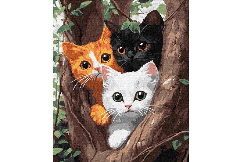 Набір для розпису по номерах Котики на дереві" 30х40см KHO6736"