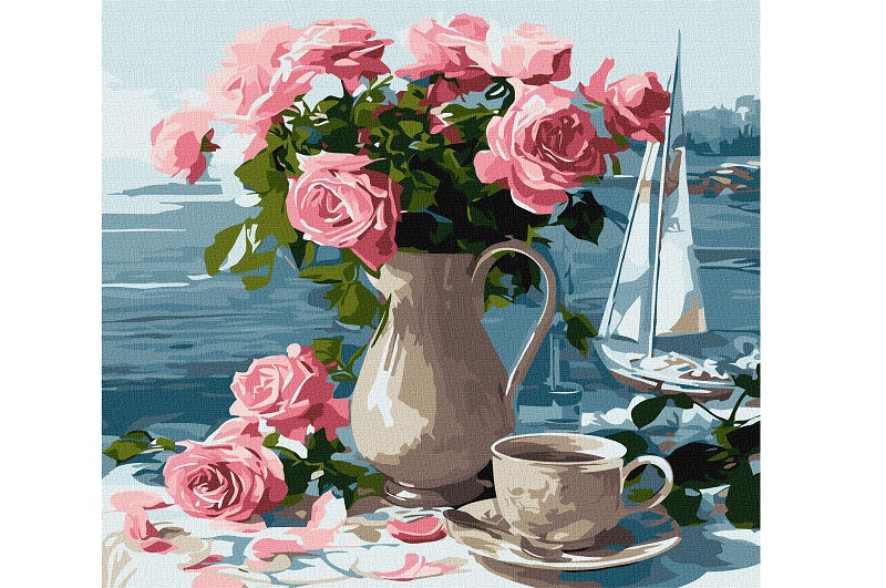 Картина по номерах Ранкові троянди" 40x40см  KHO5741"