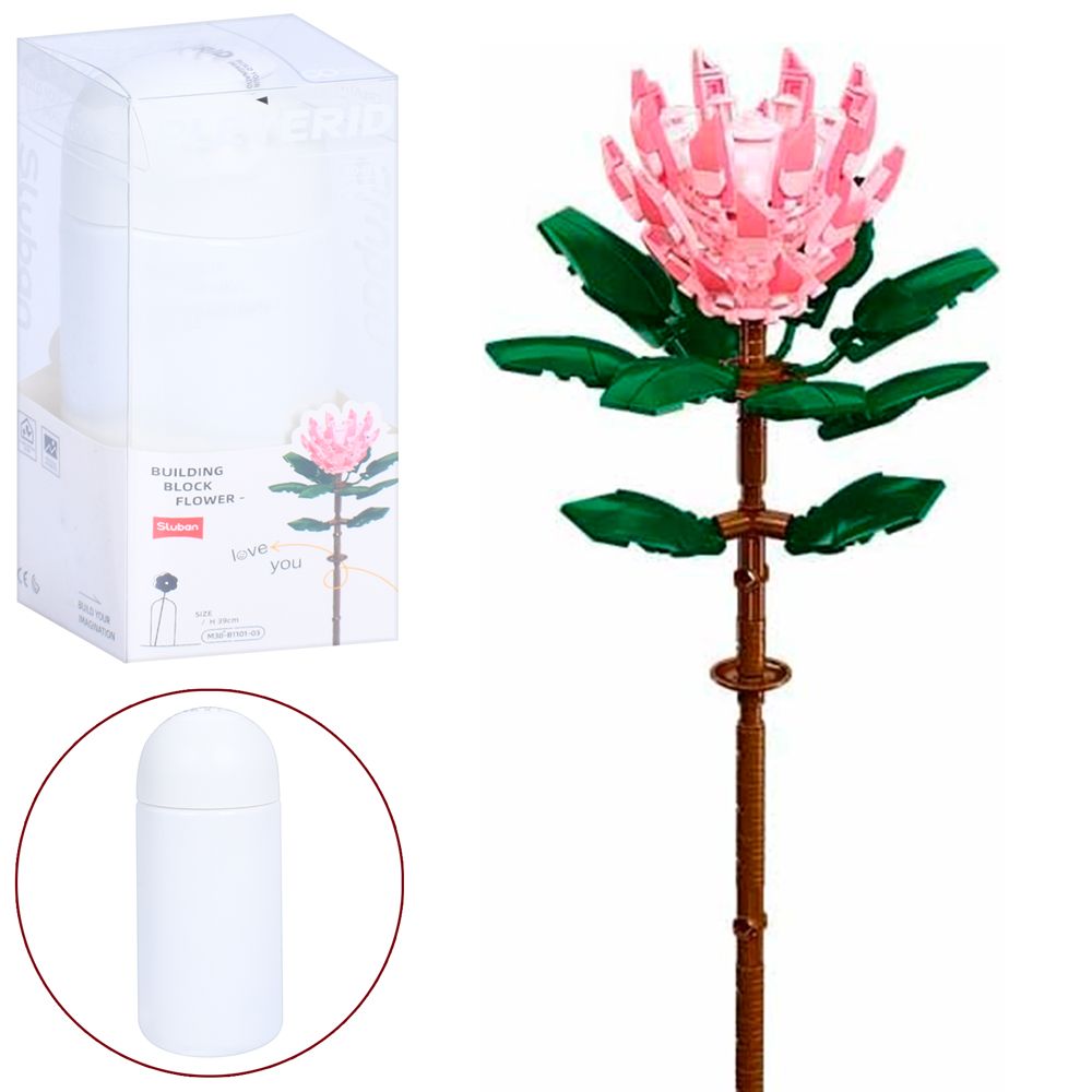 Конструктор SLUBAN M38-B1101-03 (32шт) квітка (королівська протея), 39см, колба, в кор-ці/слюда, 9,5