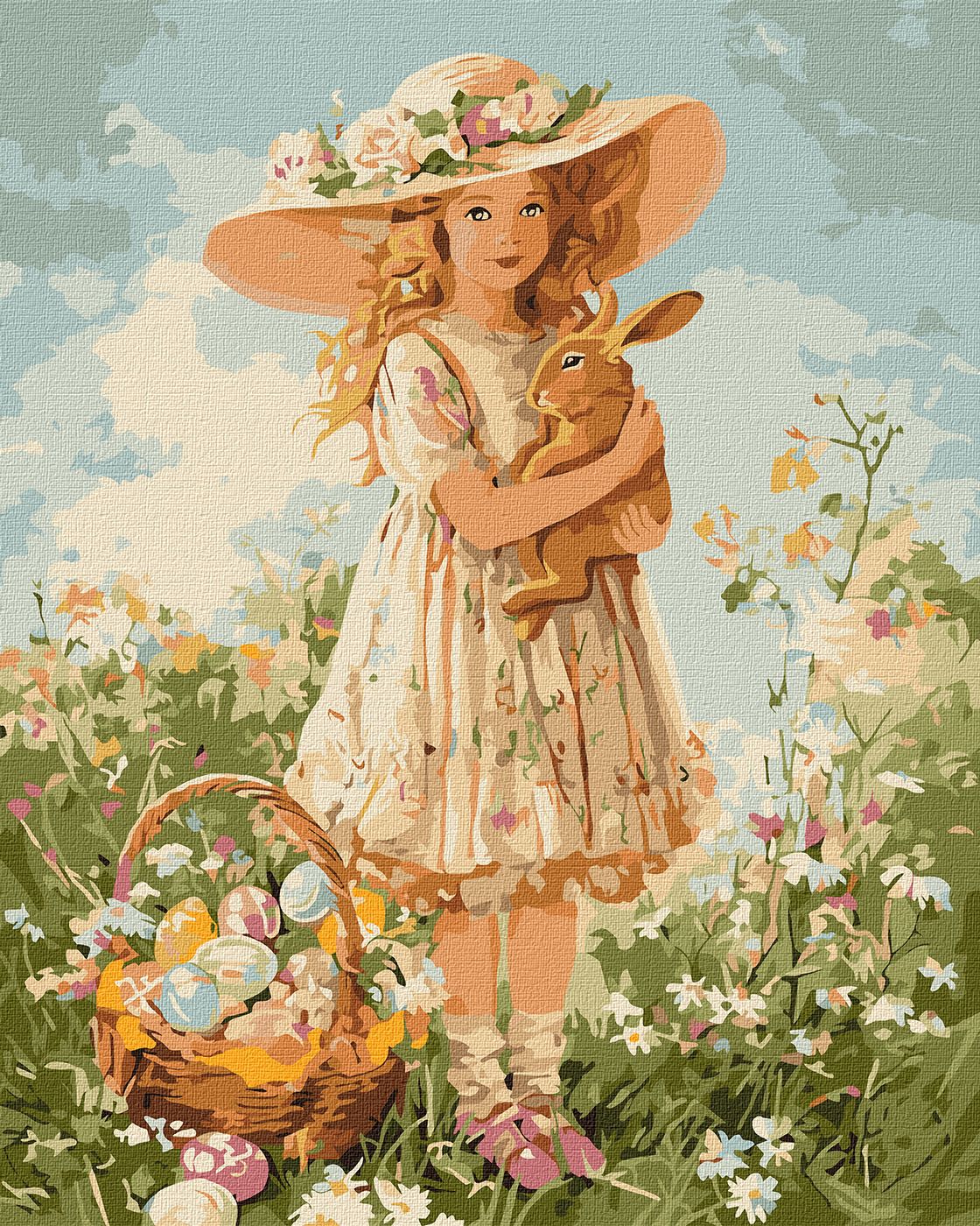 Картина по номерах Дівчинка з кроликом" 40х50см  KHO5187"