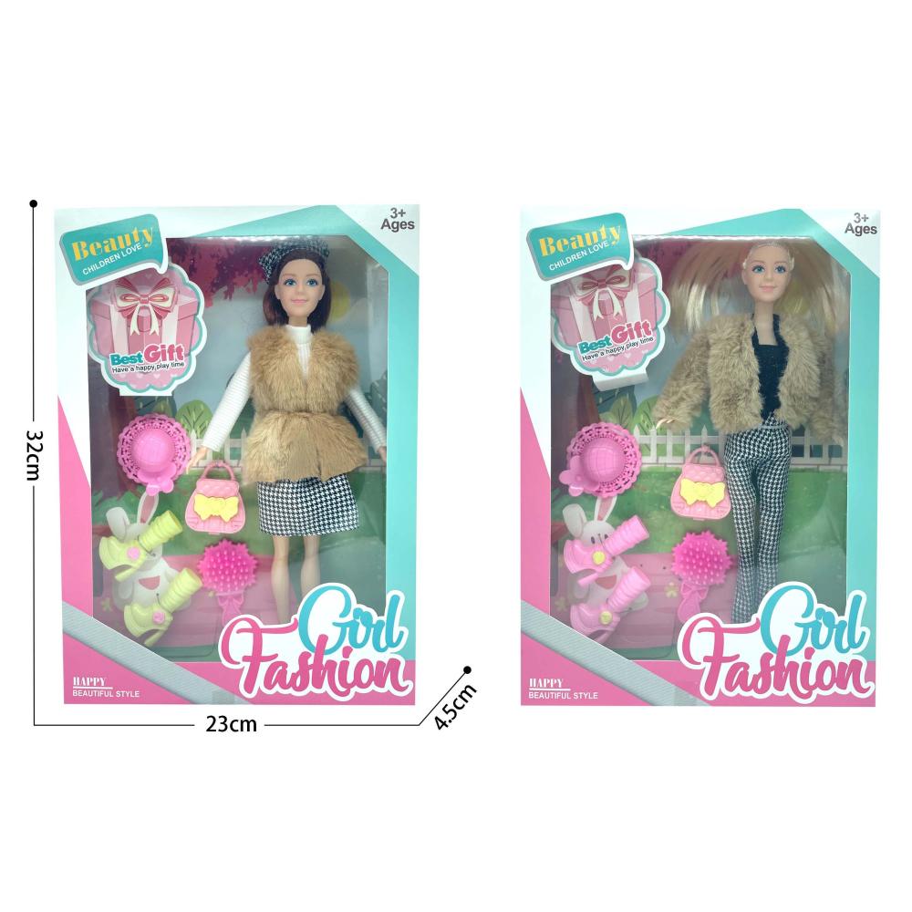 Лялька 2123A (36шт) 30см, сумка, капелюх, взуття, гребінець, 2 види, в кор-ці, 23-32-4,5см