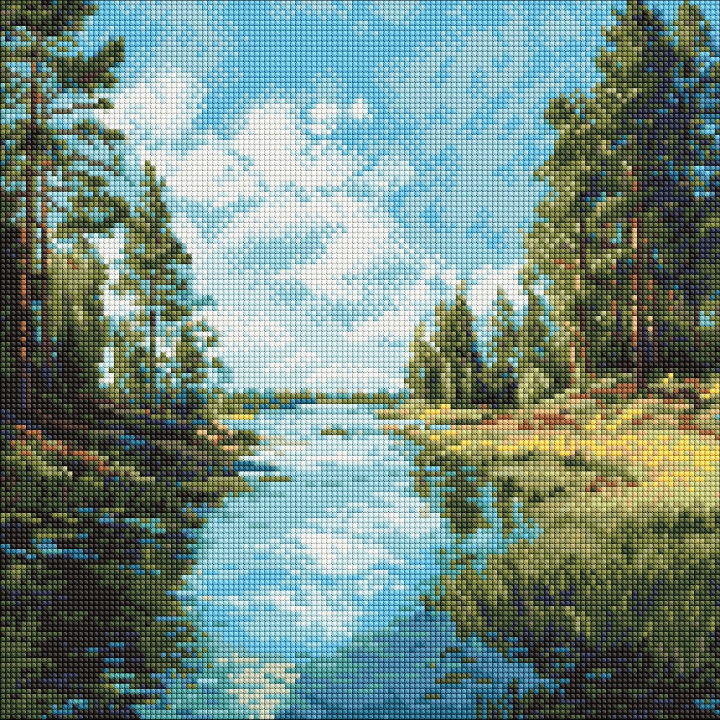 Набір з алмазною мозаїкою Струмок в лісі" 40х40см  AMO8336"