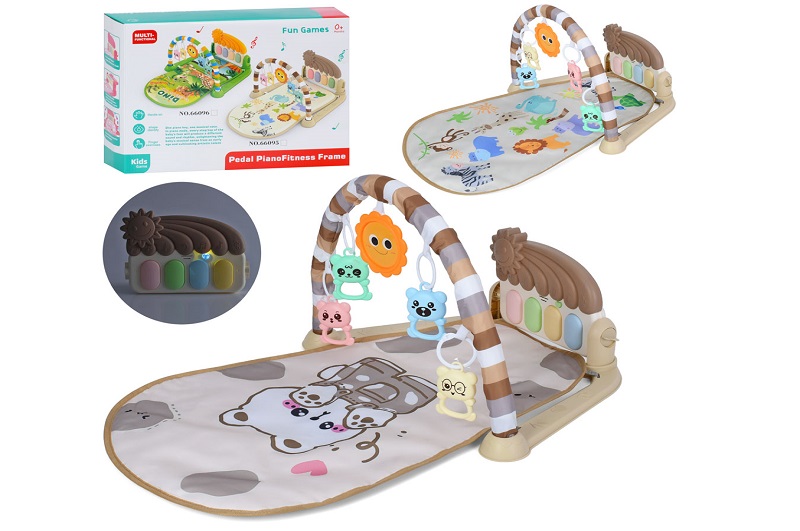 Килимок для немовляти 66095-66099 (20шт) 70-47см, дуга, підвіски 5шт (4шт брязкальце), піаніно-музик