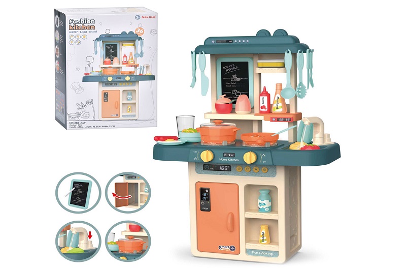 Кухня 889-169 (12шт) 45,5-22-в63см, мийка-ллється вода (механіч), звук, світло, посуд, продукти, дош