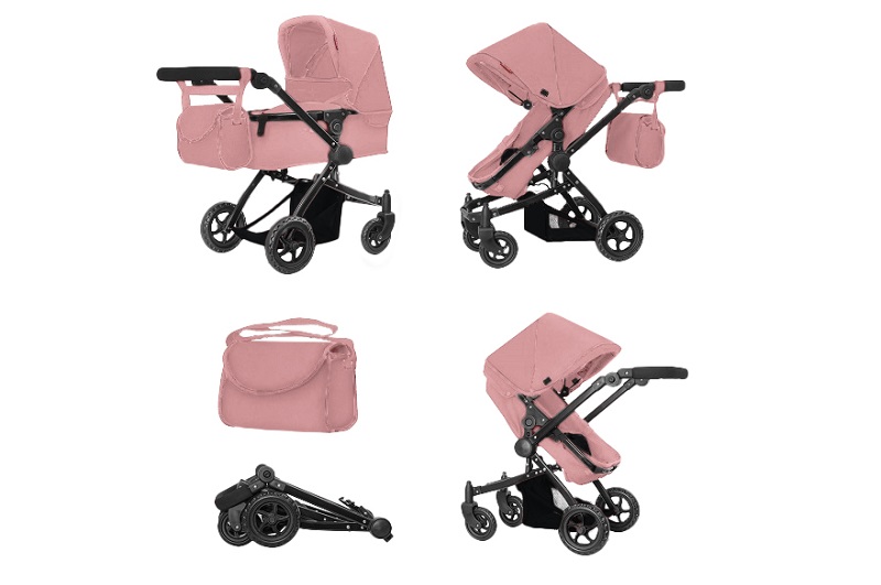 Коляска для ляльки 2в1 CARRELLO MAESTRO 9651B POWDER PINK з сумкою метал.кор.45*14,5*38 /1/