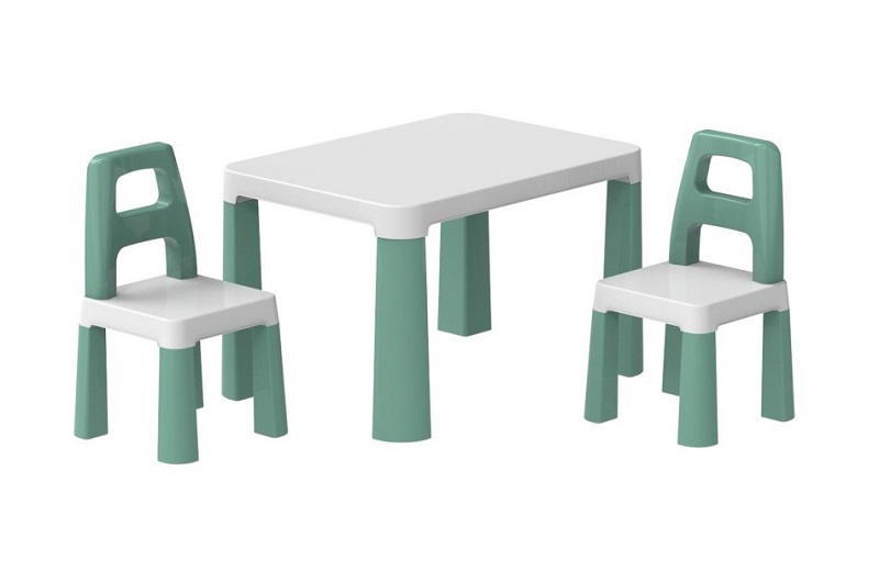 Дитячий стіл з двома стільцями ментоловий Тех0440