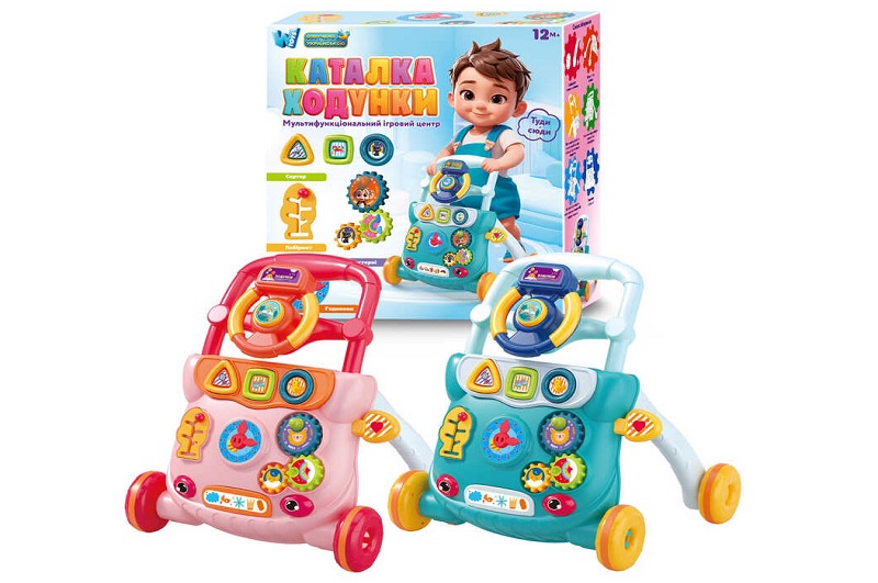 Каталка-ходунки 47256 (12) WToys", 2 кольори, ОЗВУЧУВАННЯ УКРАЇНСЬКОЮ МОВОЮ, шестерні, геометричний"