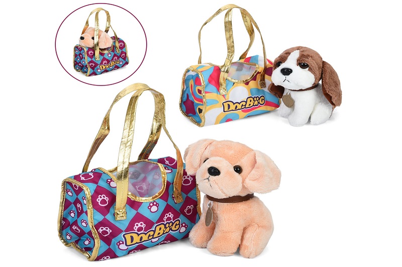 Тварина 7622-113A-14A (42шт) собака, 18см, плюш, сумка (20-12-10см), 2 види, у пакеті, 20-23-9см