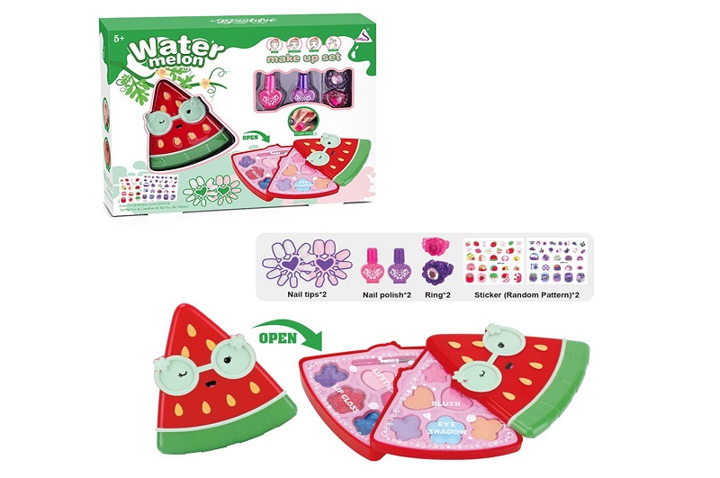 Косметика JYN-205 (24шт) кавун, 2 яруси, 12-10,5-4см, тіні, набір для манікюру (лак 2шт, наліпки, на