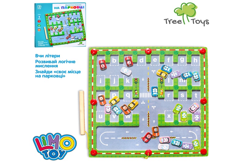Дерев'яна іграшка MD 0830 (20шт) настільна, магнитна, стоянка, ігрове поле 29,5-29,5см, в кор-ці, 31