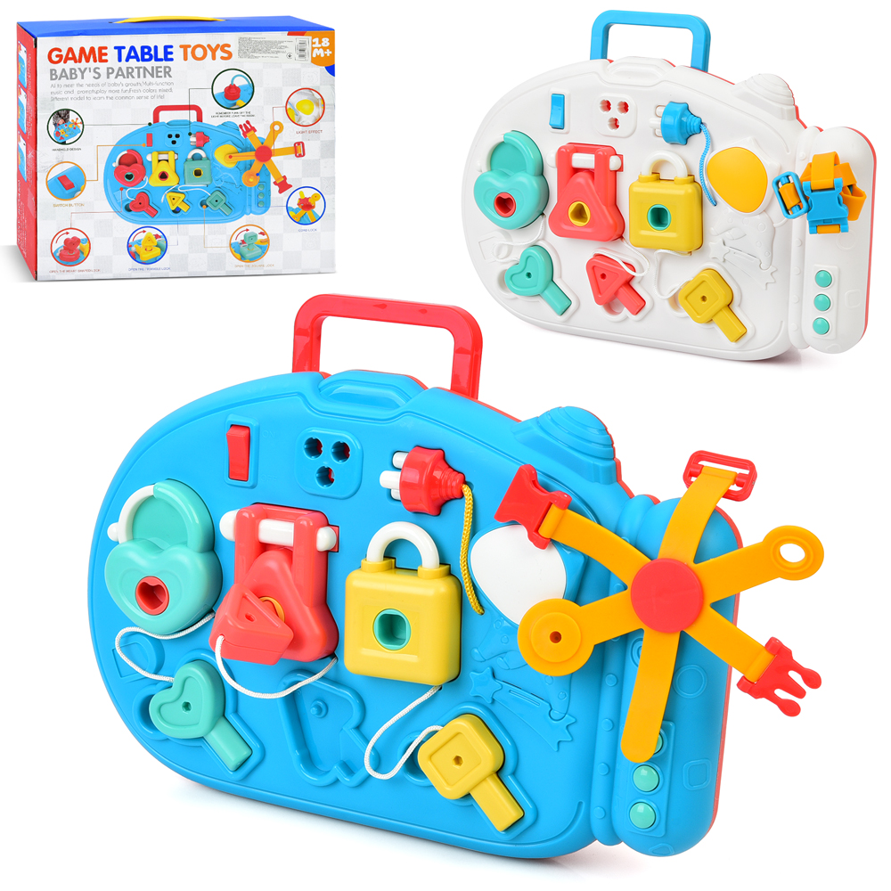 Центр розвиваючий N52201 (24шт) бізіборд, 31-22см, музика,звук, світло, ключі, рухливі деталі, 2 кол