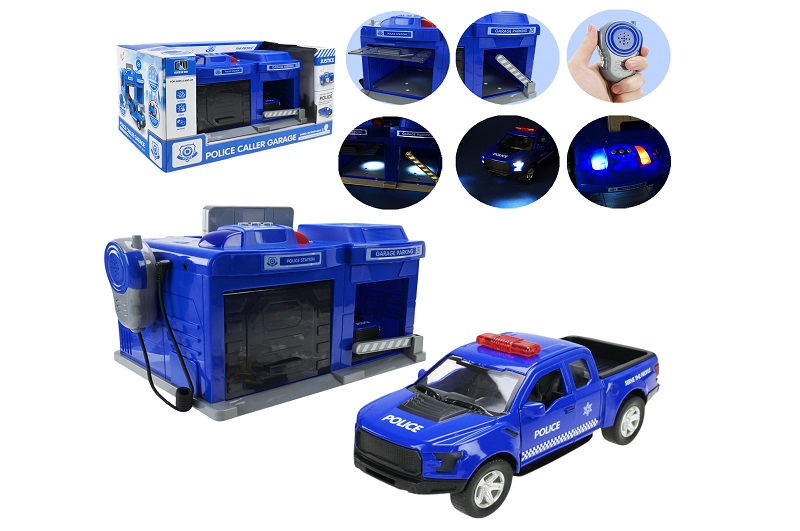 Гараж Поліція" CLM 556 (8) рація, світло, звук, металопластикова машина, в коробці"