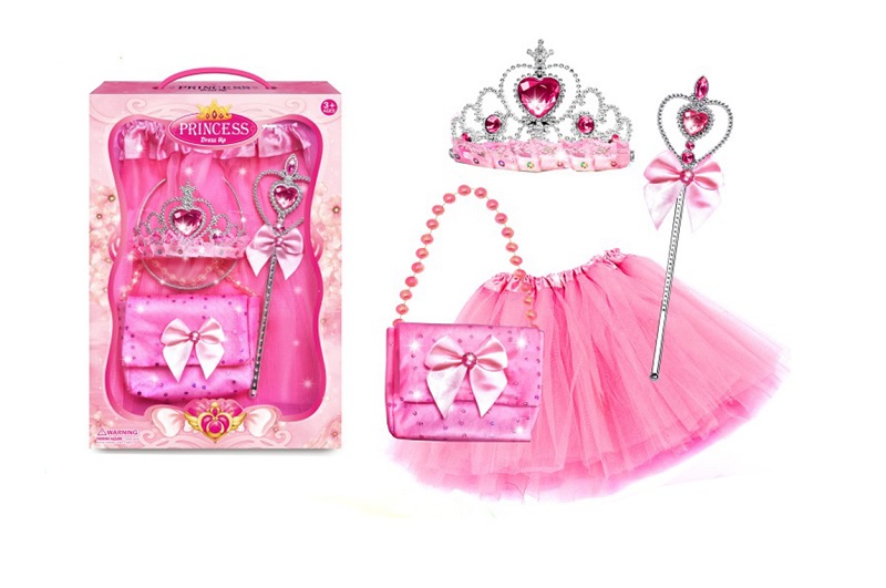 Набір аксесуарів JY3207 (24шт) карнавальний, спідниця 29см, корона/діадема, чарівна паличка, сумка,