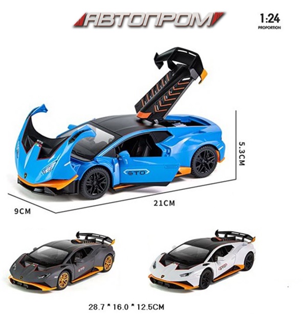 Машина мет. АВТОПРОМ арт. AP7704 (12шт/2)1:24,3 кольори, батар,світ.,звук,двері відкр.,короб.28,7*16