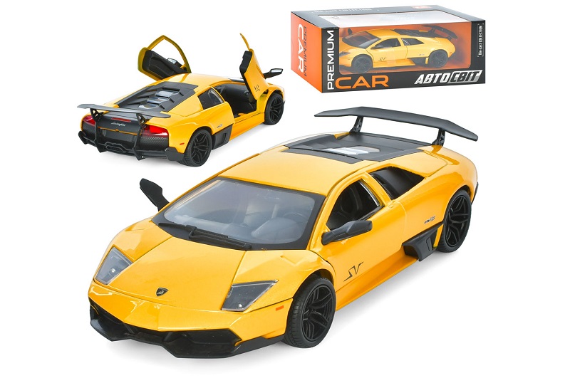 Машина AP-1910 (8шт)  АвтоСвіт, 1:24 Lamborghini Murcielago, метал, 19см, відкриваються двері та баг