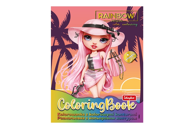 Розмальовка з кольоровим контуром Rainbow High: Bright summer зі стікерами  LCB51