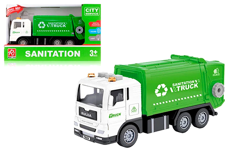 Машина Сміттєвоз" інерційна, озвучена, зі світлом в коробці RJ6823-1 р.21*9*12,5см"