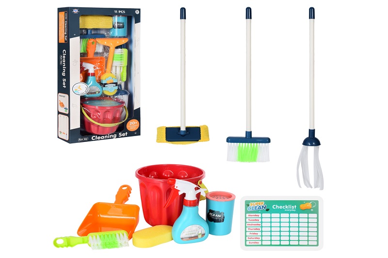 Набір для прибирання XS-19111 (12шт) відро, щітки, совок, швабра, пульверизатор, в кор-ці, 30,5-63-1