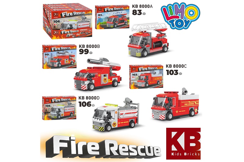 Конструктор KB 8000 УПАК4шт(72шт) пожарна машина,від 83 до106 дет, в кор-ці,(4види) в диспл, 28-21-2