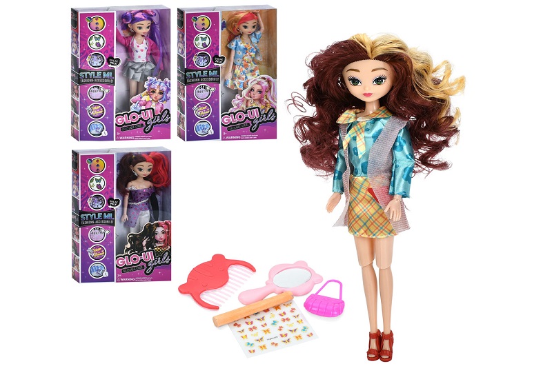 Лялька DXF2693-94-95-96 (48шт) 28см, шарнірна, сумка, крейда, дзеркало, гребінець, 4 види, в кор-ці,