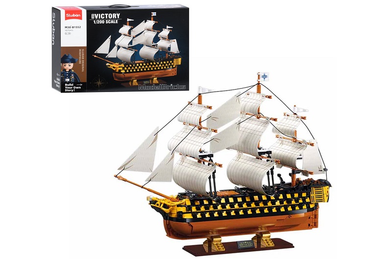 Конструктор SLUBAN M38-B1552 (6шт) корабель, Victory, 41,1см, 1:200, фігурка, 1075дет, в кор-ці, 45,