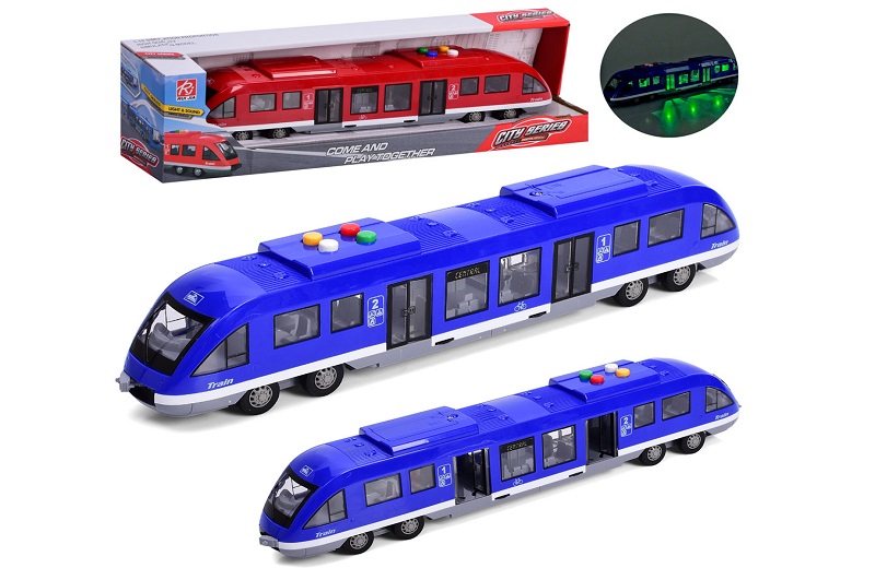 Поїзд RJ3345 (12шт) інерція, 44см, 1:16, звук, світло, відчиняються двері, гумові колеса, 2 кольори,