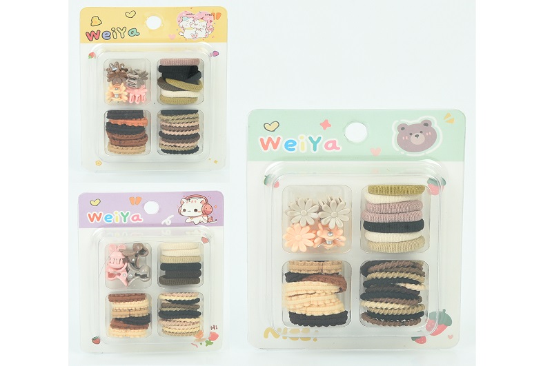 Аксесуар для волосся YG0156 Уп12шт(480шт)набір резинок та заколок, мікс вид, на листі, 9-11,5-2,5см,