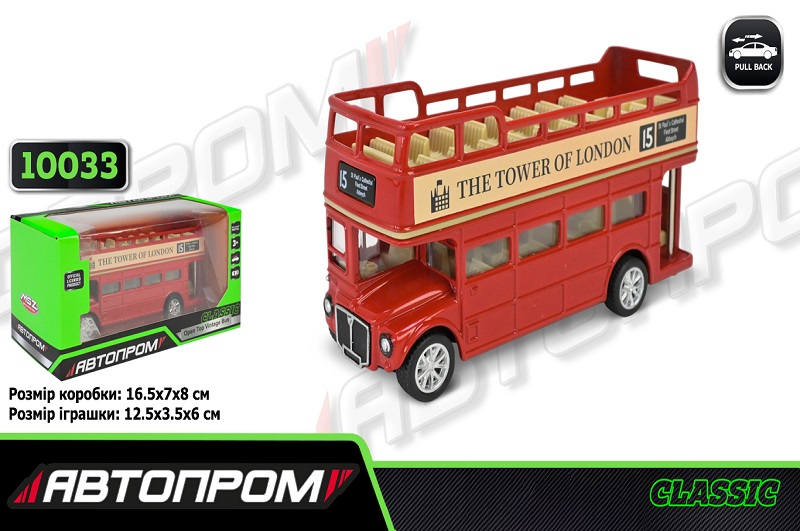 Автобус мет. АВТОПРОМ  арт. 10033 (48шт/2) 5 inch Convertible Bus,відкр.двері, у коробці 16,5*7*8см