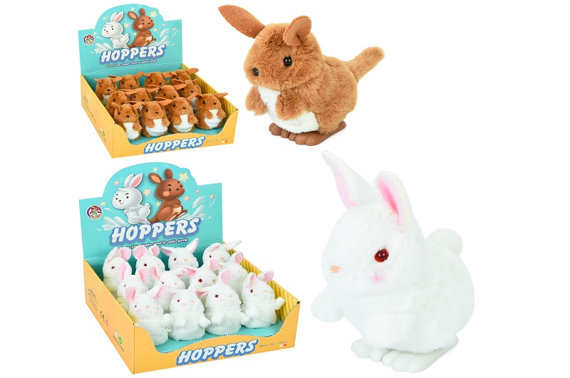 Іграшка L0822 УПАК12шт (108шт) тварина, 10см, заводний, стрибає, 2 види(зайчик, кенгуру),в дисплеї,