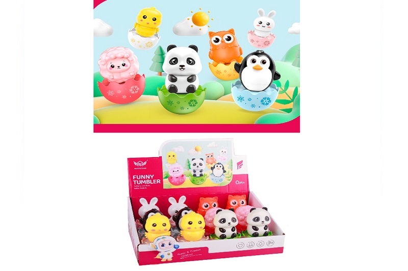 Неваляшка 657-55 УПАК12шт(216шт) тварина, 7,5см, брязкальце, 12шт(6видів) в дисплеї, 25,5-9-18,5см