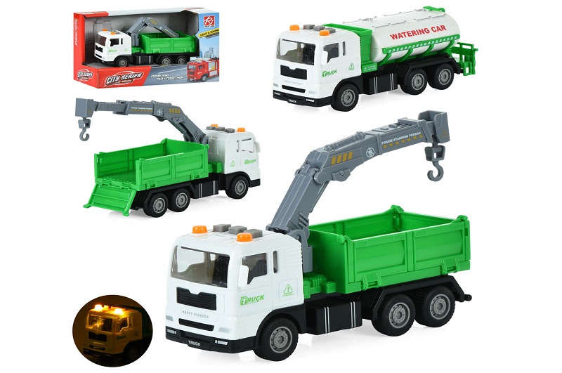 Будтехніка RJ6823-3-4 (30шт) 1:32, 16см, інерція, звук, світло, рухливі деталі, 2 види (цистерна, кр