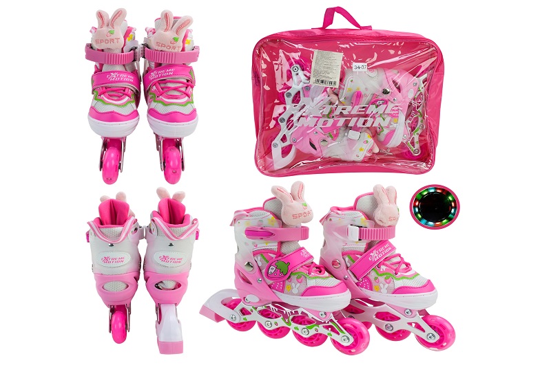 Роликовi ковзани арт. RL2673 (6шт) розмір M (34-37) колеса PU 1 світло  сумка  40*8*33см