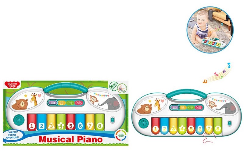 Піаніно арт. 852BS (36шт) батар., світло, звуки тварин, у короб. 24*6,6*23 см