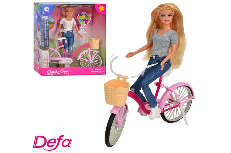 Лялька DEFA 8361-BF (12шт) 28см, велосипед 27см, 2 види, в кор-ці, 27-32,5-10см