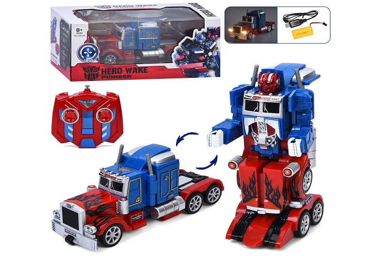 Трансформер 28128 (12шт) р/к, акум, трейлер 29,5см+робот, звук, світло, їздить, кор, 40-18-21см